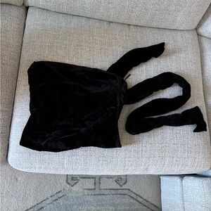 Zara Black Velvet Strapless Top